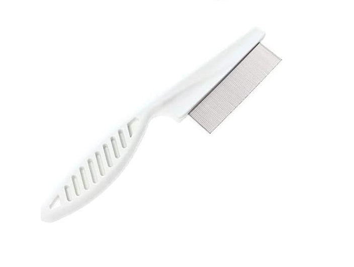 Flea Comb for Dogs Cats Small Animals Stainless Steel Flea-Free Fur Rake with Slip-Proof Handle