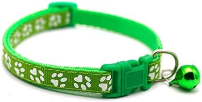 Dog/Cat Bell Collar, Adjustable Nylon Buckle Necklace for Small Medium Dog Cat Pet (Green)