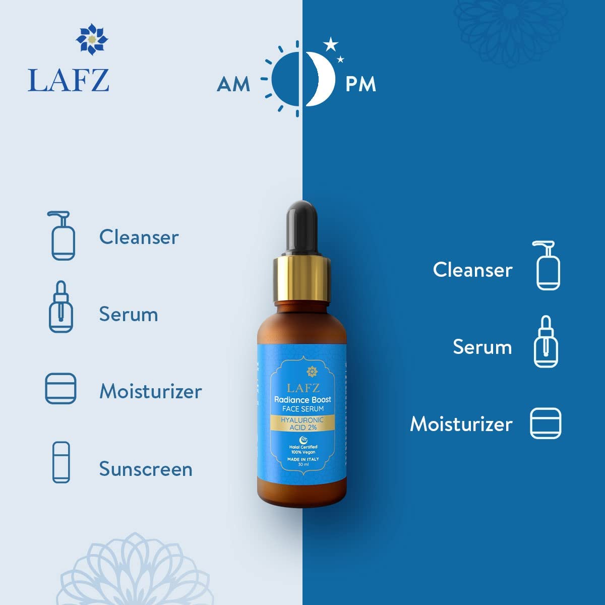 LAFZ Radiance Boost Face Serum – Hyaluronic Acid 2%. Boosts Skin Hydration and Gives a Radiant Look. Deep-Acting Formula That Smoothens Fine Lines and Wrinkles. Lightweight Non-Sticky – 30ml