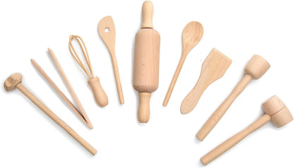 Fox Run Kids Cooking/Baking Tools Set, Wood, 9-Piece