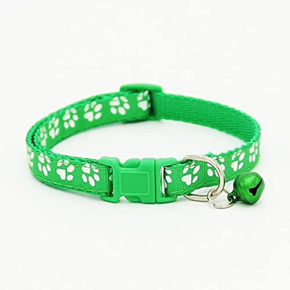 Dog/Cat Bell Collar, Adjustable Nylon Buckle Necklace for Small Medium Dog Cat Pet (Green)