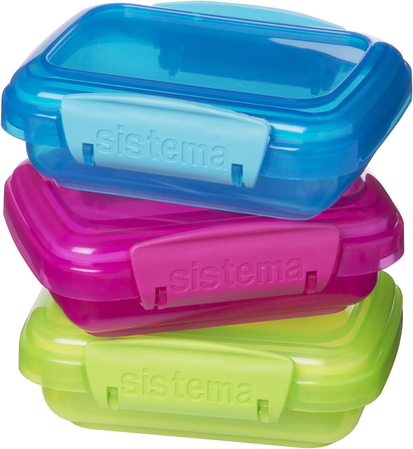 Sistema Lunch Collection Food Storage Containers 1.6 Cup 3 Pack Blue/Green/Pink