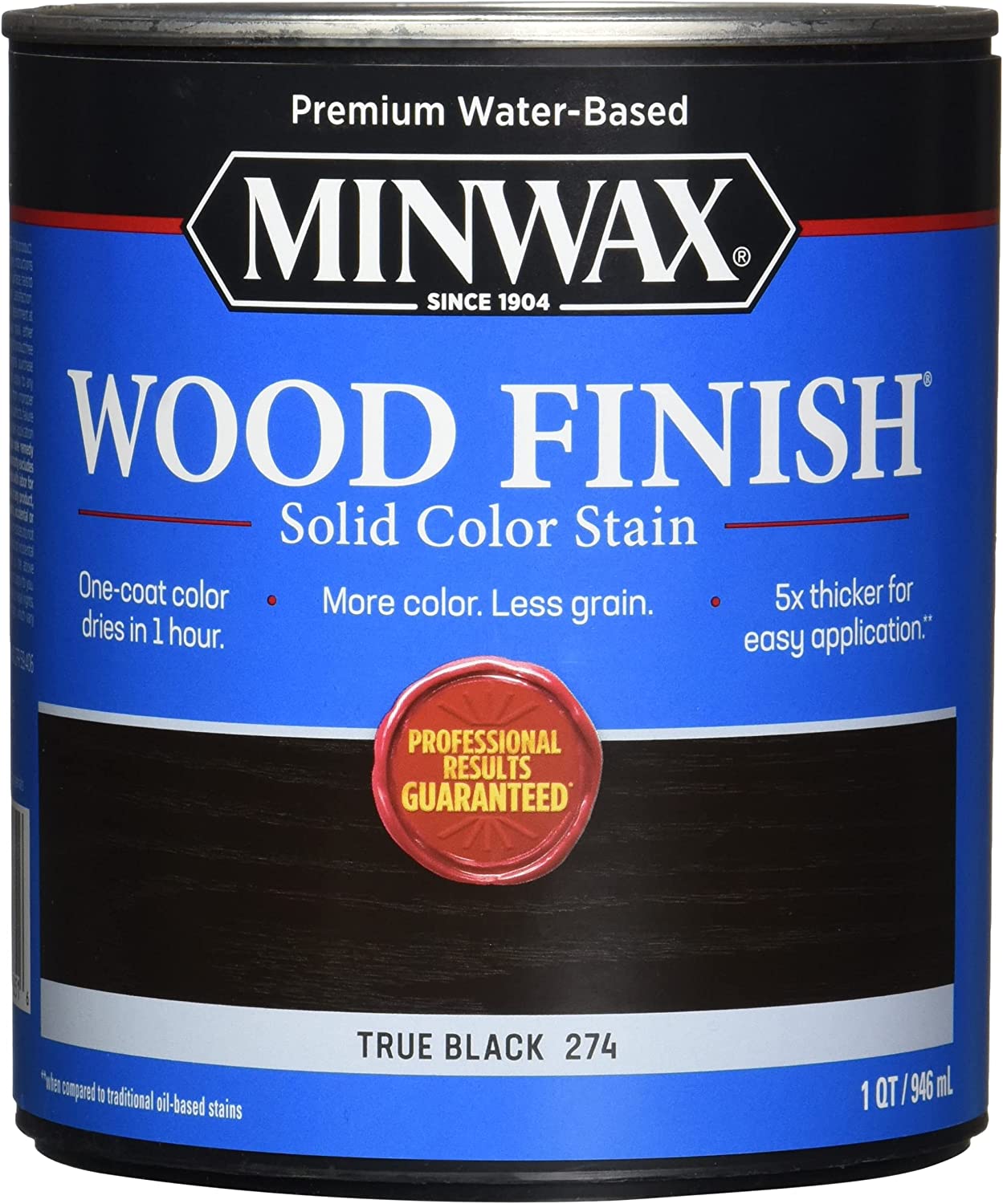 Minwax® Wood Finish® Water-Based Solid Color Stain, True Black, 1 Quart